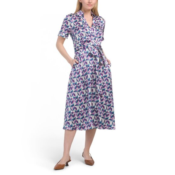 TAHARI ASL Multi Satin Midi Dress - Picture 1 of 2